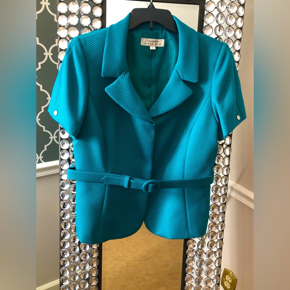 Teal Tahari Suit Jacket, Size 14